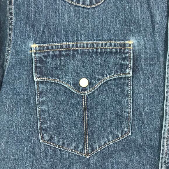 Tecovas Shirt Medium Mens Denim Western Pearl Snap Short Sleeve Cowboy Rodeo - Picture 6 of 10